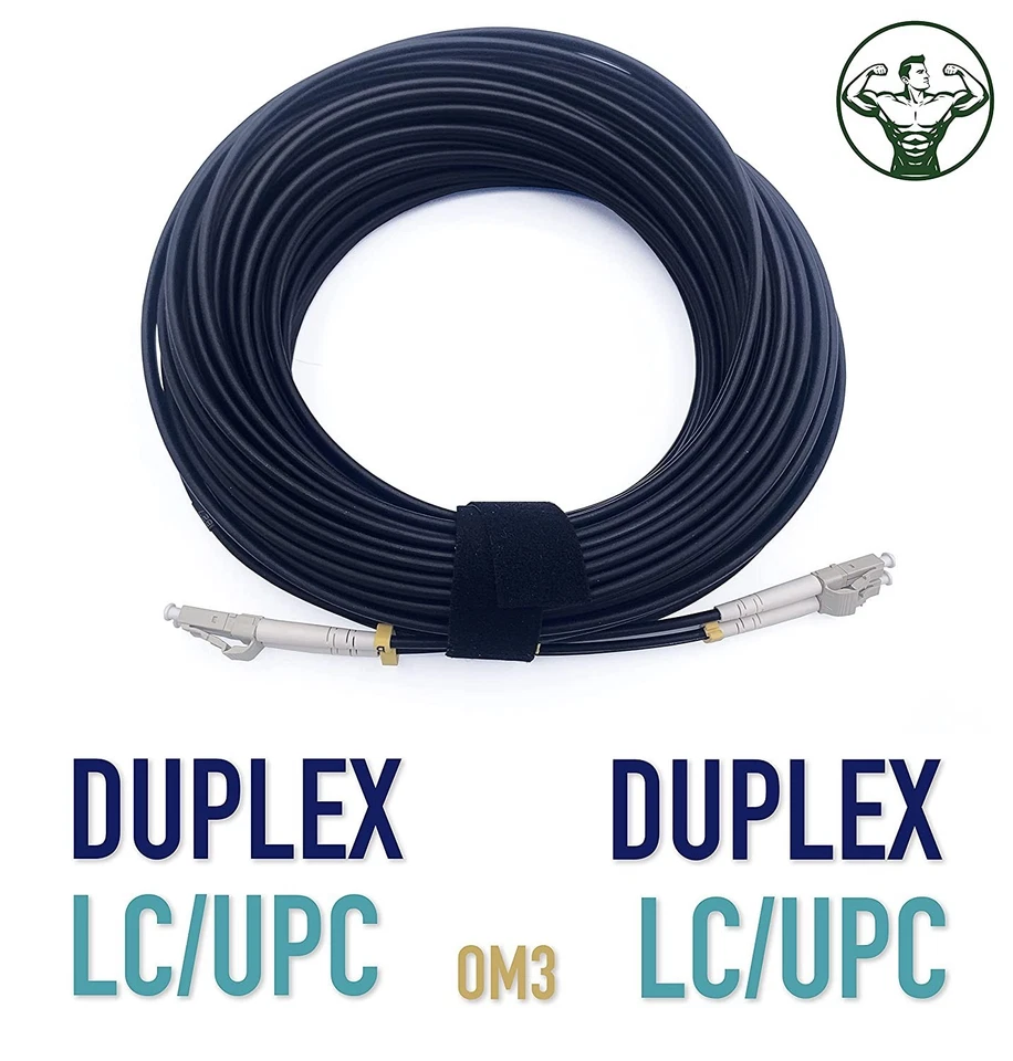Câble Fibre Optique OM3 LC/UPC-LC/UPC Acier Multimode Duplex, LSZH Noir -5m-250m - Photo 3/4