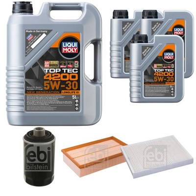 FEBI BILSTEIN Inspektionspaket 8L Liqui Moly Top Tec 4200 5W-30 für VW Multivan