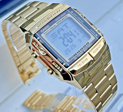 CASIO DB-360G-9ADF HERRENUHR VERGOLDET DATABANK TELEMEMO RETRO ZIFFERBLATT *NEU*