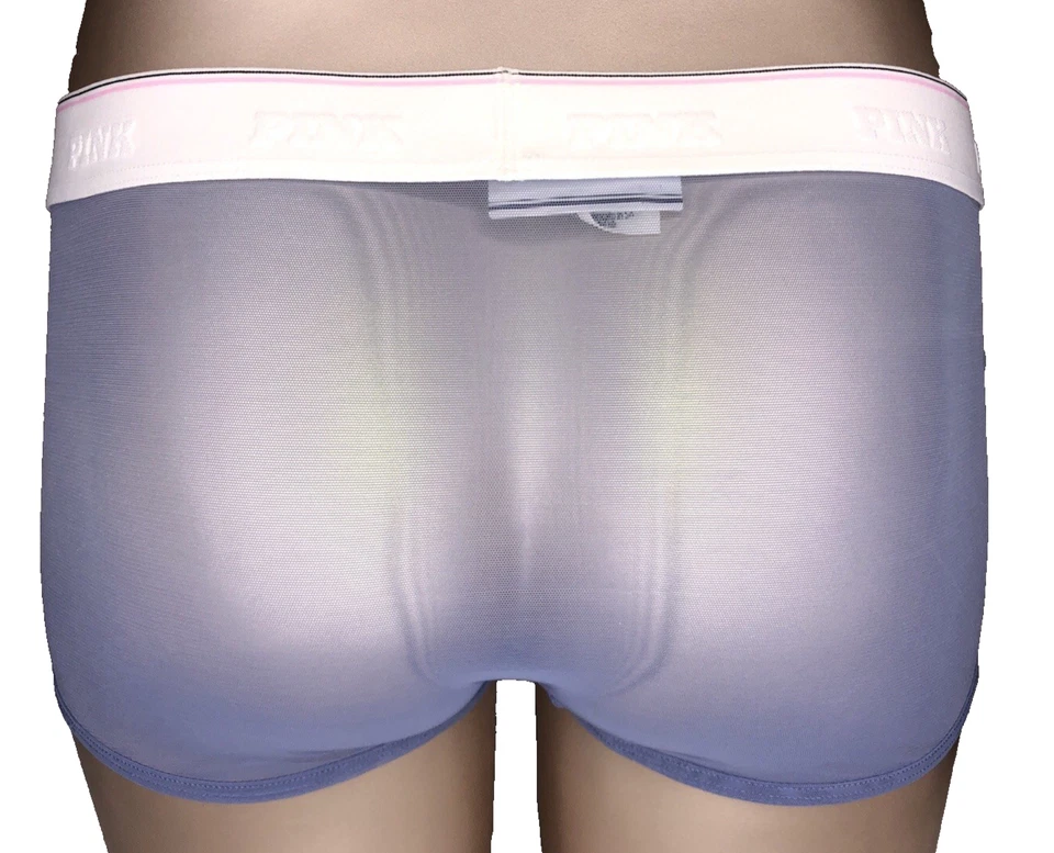 Sexy Panty Victoria's Secret ROSA NUEVO CON ETIQUETAS XL Azul Malla Transparente Logo Foto 4 de 4