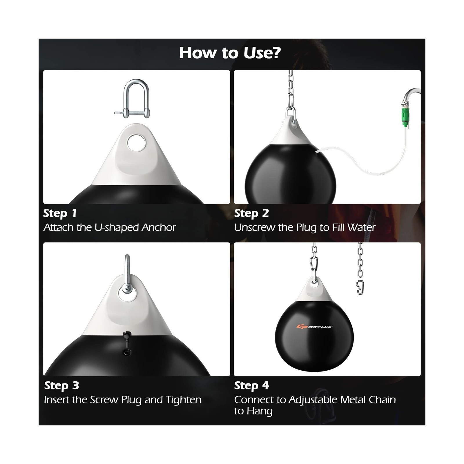 Goplus Water Aqua Bag, 21'' 180 Pound /18” 110 Pound Heavy Punching Bag wi