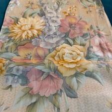 Vintage Floral Oblong Scarf Pastel Rose Garden Print 50" x 10" Sheer Lightweight