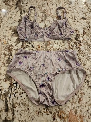 True Vintage Victoria Secret Bra & Panty Set 34D MED Second Skin Satin Set Rare