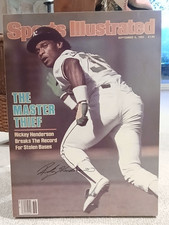 One of a kind wall display of autographed SI Cover by Rickey Henderson