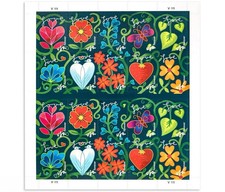 USPS Postage Stamps Sheet OF 100 First Class Letter Garden of Love