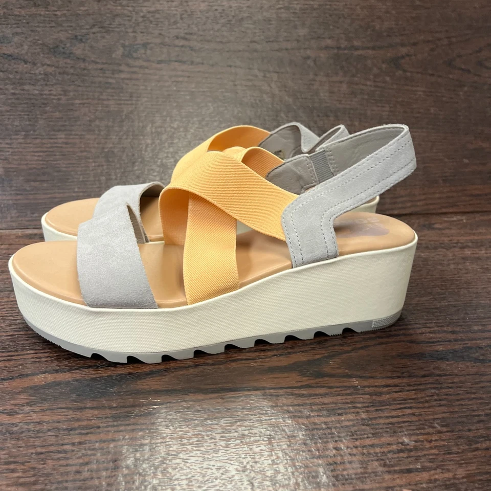 SOREL Women's Wedge Sandal Size 9.5 Orange Gray Elastic Strap Platform1999141061 - Image 4 of 4