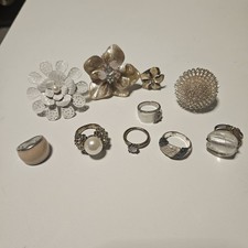 Collection Of 10 Costume Jewellery Rings Size L