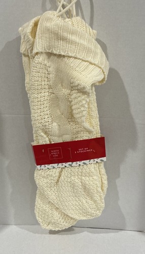 3er Set gestrickte Weihnachtsstrümpfe 20" cremefarben North Spruce Lane Neu mit Etikett - Bild 6 von 6