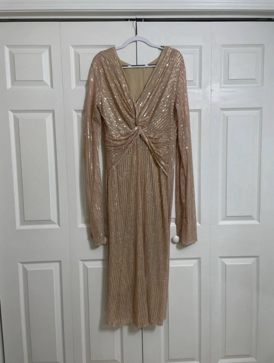 ebay gold sequin dress Reagan Fitted Sequin Dress - Gold Metallic Treasure Box Sequin Knit – The  Islands main image 0