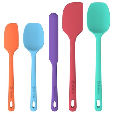 5 PCS Food Grade Silicone Spatula Set Rubber Heat Resistant Up To 600F Grip