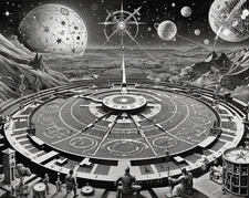 Black & White Abstract Stellar Time Guardian Canvas Wall Art Picture