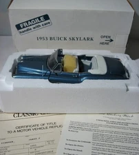 1953 Buick Skylark convertible  1:24 Danbury Mint diecast  Reef Blue in Box  BIN