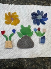 Genuine Surf Tumbled Sea Glass Designs: Flowers, Frog