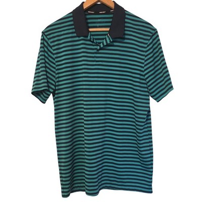 Nike Dri Fit Victory Stripped Men's Golf Polo Sleeve Shirt Medium Green Navy 