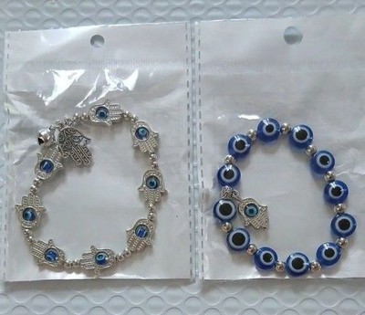 Evil Eye Hamsa Hand of Fatima Armband Set 2 Amulett ''OMAMORI'' Schutz