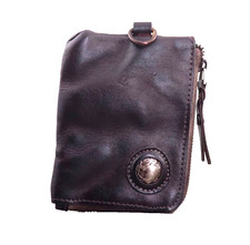 Genuine Leather Wallet Vintage Mini Zipper Purse Card Holder Coins Pocket Money