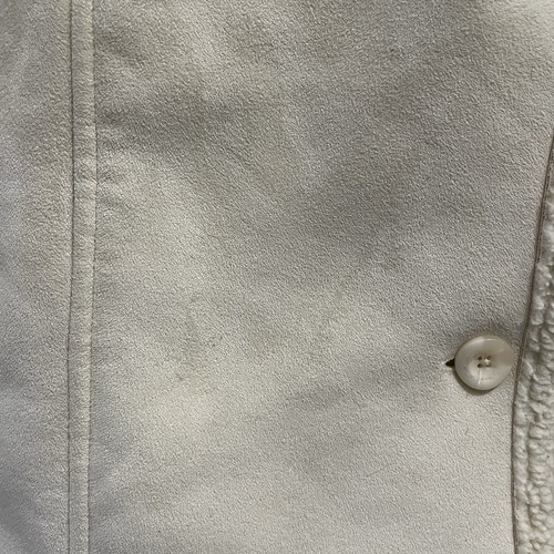 LL Bean Sherpa Lined Faux Suede White Shearling Jacket Women’s Petite Large - Picture 5 of 11