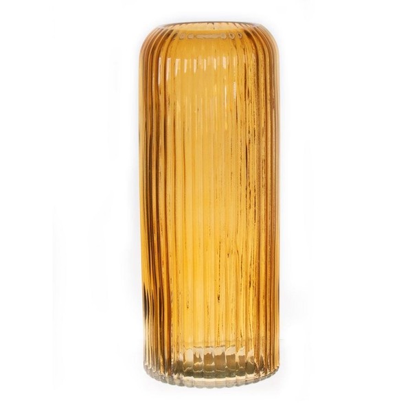 INNA-GLAS Dekovase Alburgis Mit Rillen, Glas, Orange-Klar, 25Cm, Ø10Cm-image