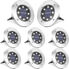 Solar Ground Lights Outdoor, 8 Pack 8 LED Solar Disk Lights Waterproof Garden In
