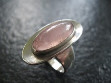 Ring Silber 925 N E From Dänemark Vintage Design mit Rosenquarz Edelstein