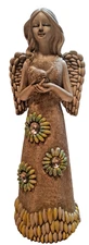 New Creative Jeweled Angel Statuary With Bird Prayers Resin Grave Decorative 