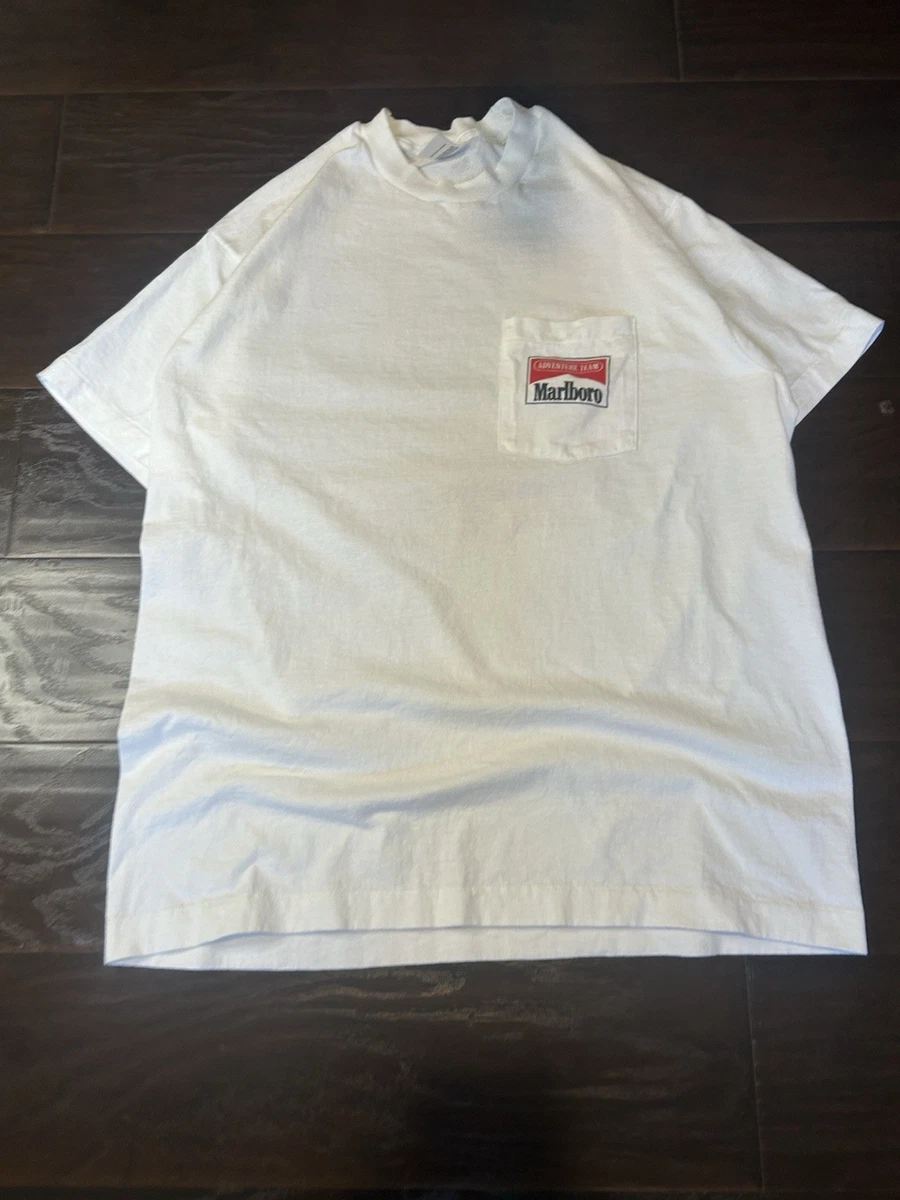 Tee-shirt Vintage Marlboro Rouge Années 90 - Coton, Poche, Coupe Regular Taille L (Taille Unique)