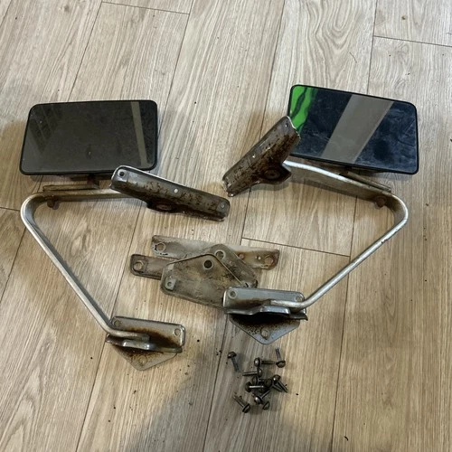 1980-1997 F150 F250 F350 BRONCO SIDE DOOR MIRRORS STAINLESS CHROME TRUCK SET OEM