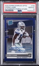 2020 PANINI DONRUSS OPTIC AUTO-PURPLE STARS #156 CEEDEE LAMB 21/50 PSA 10