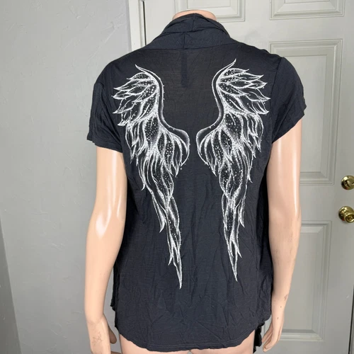 Vintage Y2k Candy Rain Maternity top Shirt XL Draped Angel Wings Open Front C26