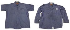 Gray / Blue Striped Work Shirts - Short + Long Sleeve - Red Kap Used Uniform