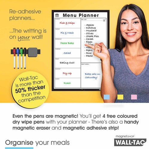 WallTAC Re-Adhesive Wall Planner & Dry Wipe Menu Organiser - Picture 26 of 45