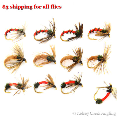 Dozen (12) Assorted Tenkara Flies, Patterns, Dry Files