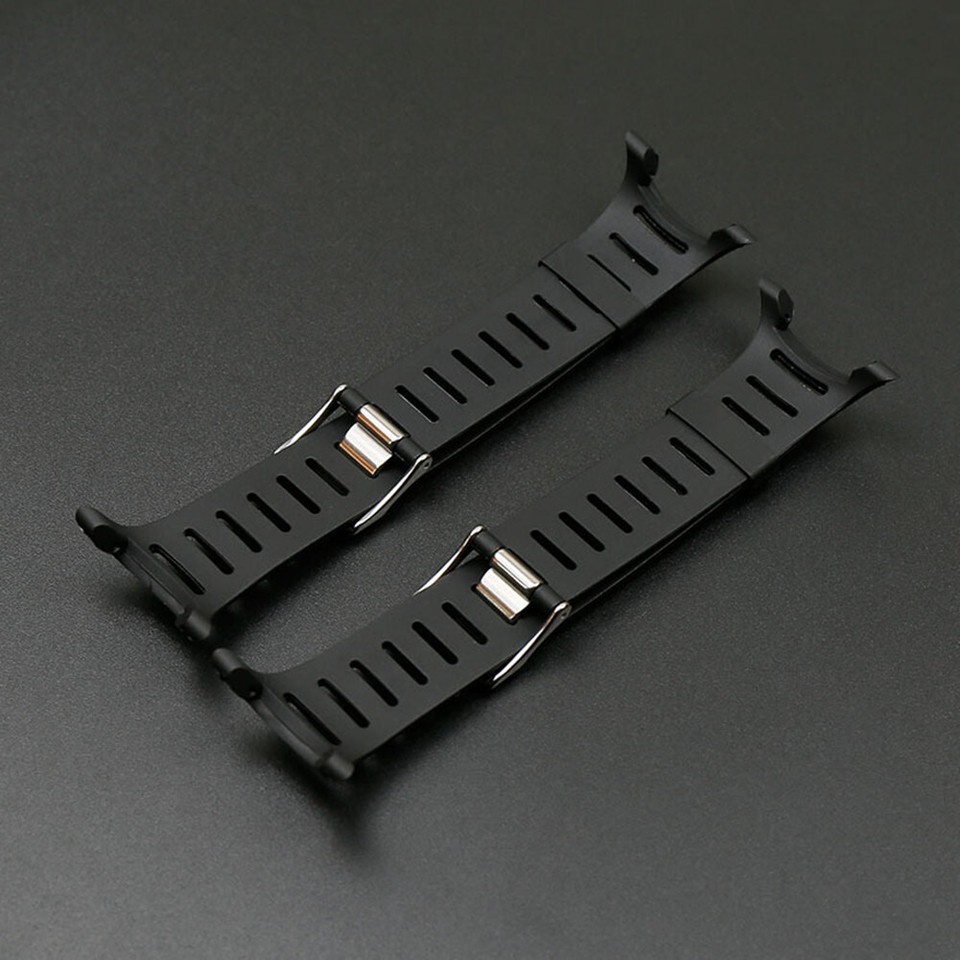 WRISTARMOR Cinturino in silicone morbido in gomma compatibile con SUUNTO T1 T1C T3 T3C T3D T4C T4D Cinturino da polso (Black black buckle
