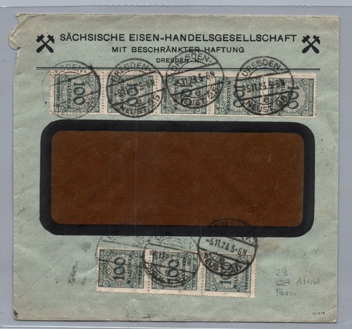 Deutsches Reich Brief Inflation 1923 - Eisenhandel Dresden