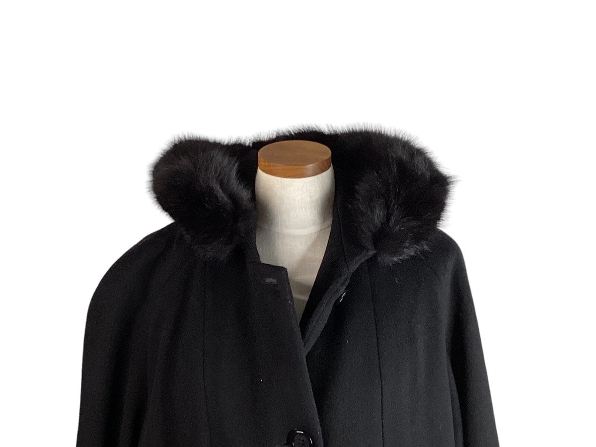 Vtg Cathy-Jo Black Coat 75% Wool 25% Nylon Plush 2XL Fur Vtg Cathy-Jo Black Coat 75% Wool 25% Nylon Plush 2XL Fur
