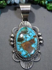 NAVAJO Spencer KINGMAN Polychrome TURQUOISE Sterling Silver PENDANT & Necklace