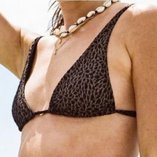 Andie Swim x Demi Moore The Tropez Triangle Top Size Medium Black Lurex Jacquard