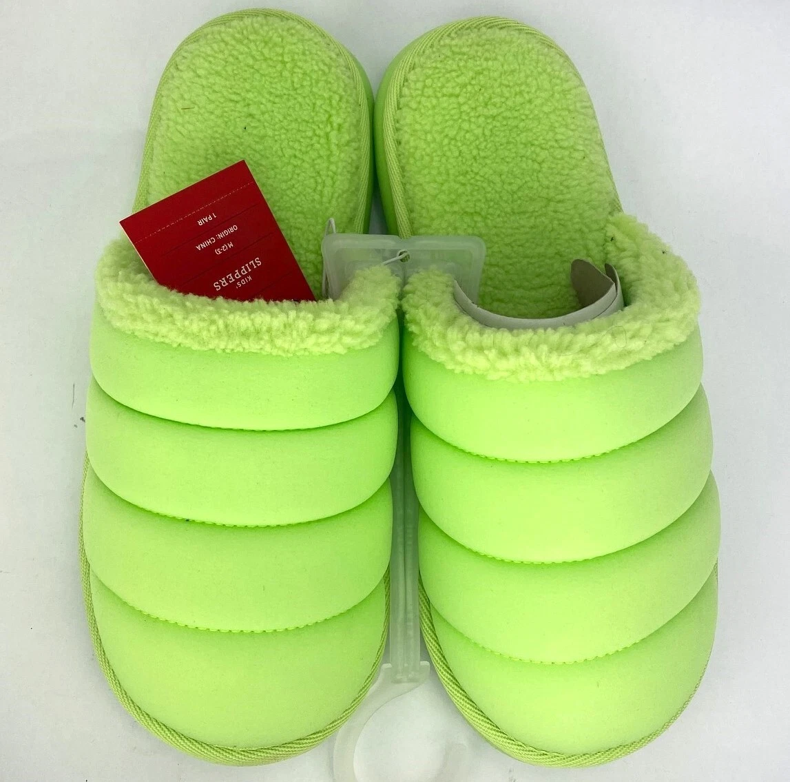 Kids Charlie Puffer Slide Slippers Wondershop Lime Green M 2 3