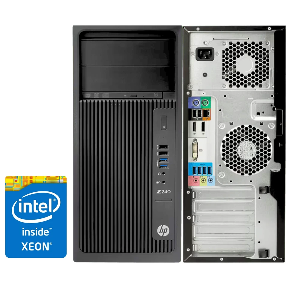 HP WorkStation Z240 XEON E3-1225 v5 (3.3GHz) 8/16/32GB - 0/240/480/960GB Win 10 - Immagine 2 di 4