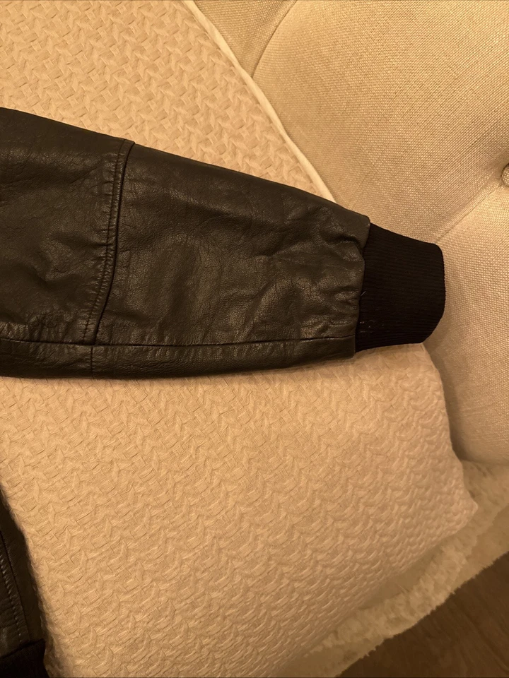 Chaqueta de bombardero de cuero envejecido Adventure Bound vintage para hombre grande pesada años 80 Foto 3 de 4