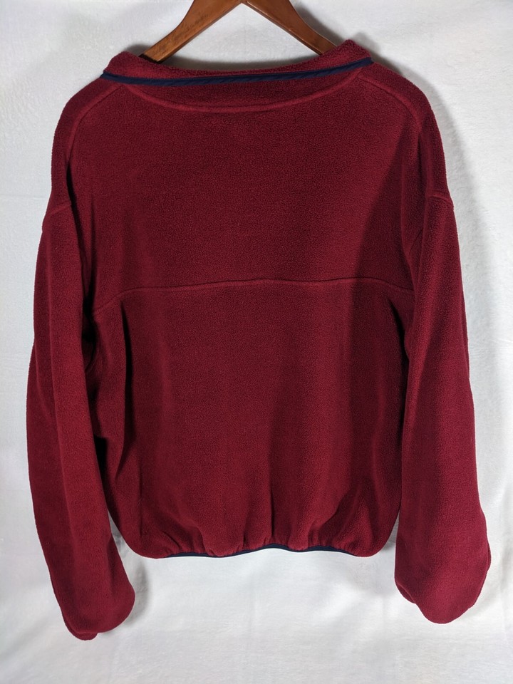 Vintage Lands End Fleece Pullover Mens XL Snap T Half Red Made In USA