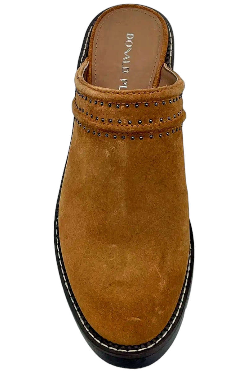 DONALD J PLINER Sahara Studded Suede Slip-On Slide Clog Mule Shoes DONALD PLINER Sahara Brown Suede Closed Toe Mules Clogs Lug  main image 4