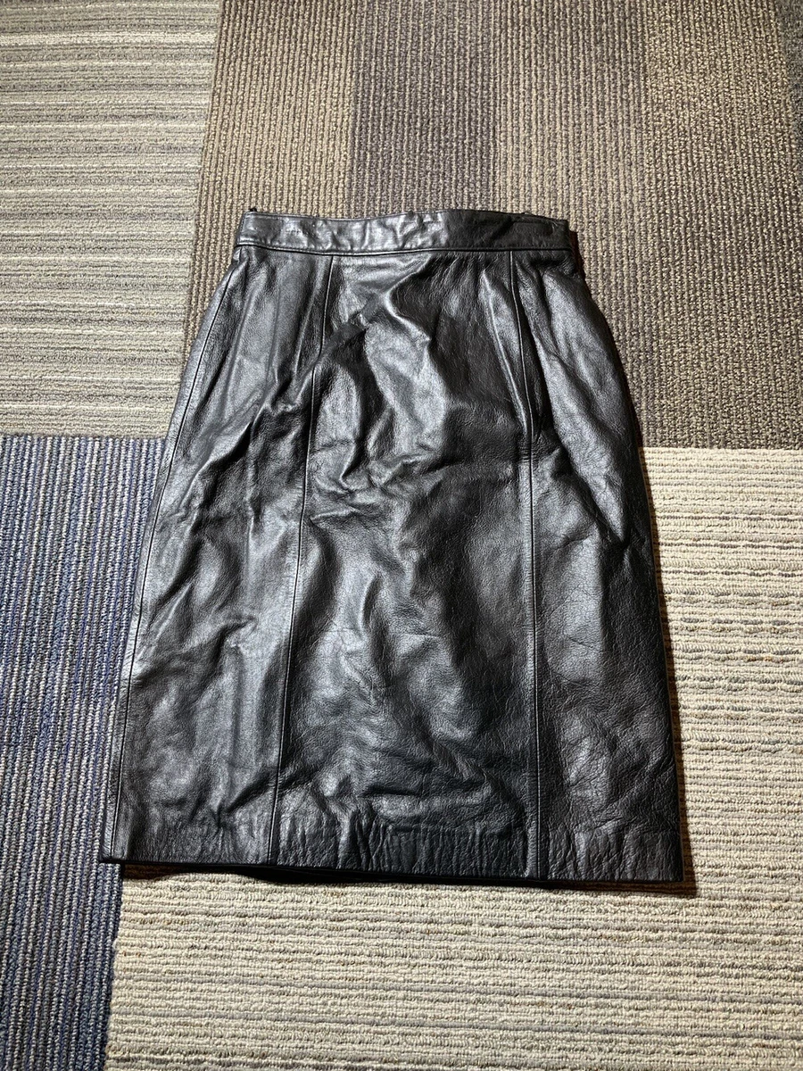 Womens Wilsons Leather Skirt Size 6 Black mid knee length