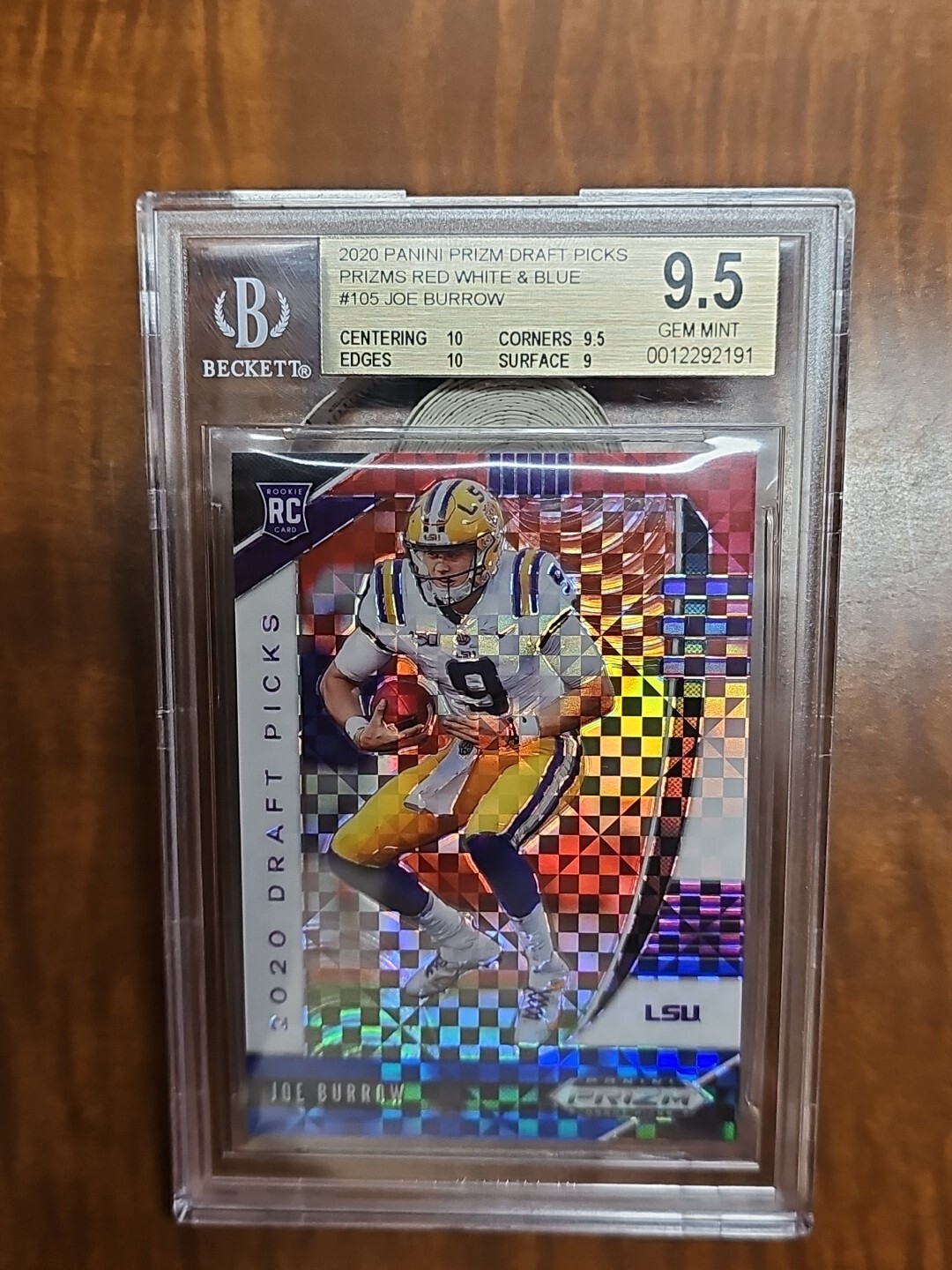 JOE BURROW 2020 Panini Prizm DP 70/99 Red/White/Blue Prizm BGS 9.5