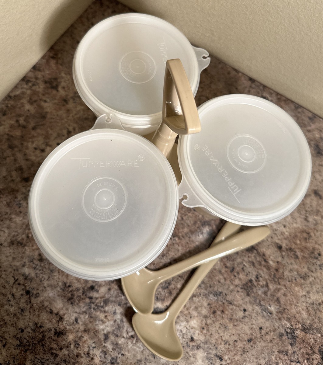 Vintage Tupperware 3 Compartment Condiment Sauce Dressing Caddy