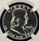 1957  NGC PF 67 Silver Franklin Half Dollar, Gem Proof 67 50C Coin