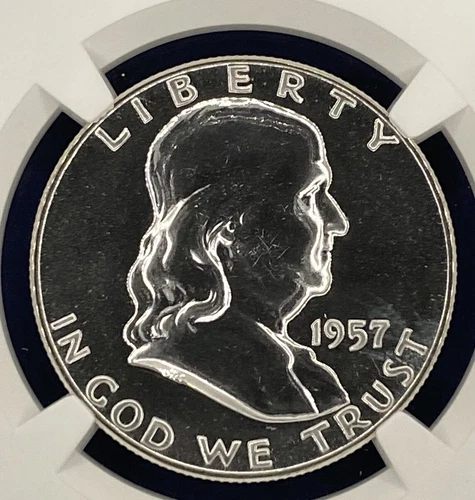 1957  NGC PF 67 Silver Franklin Half Dollar, Gem Proof 67 50C Coin