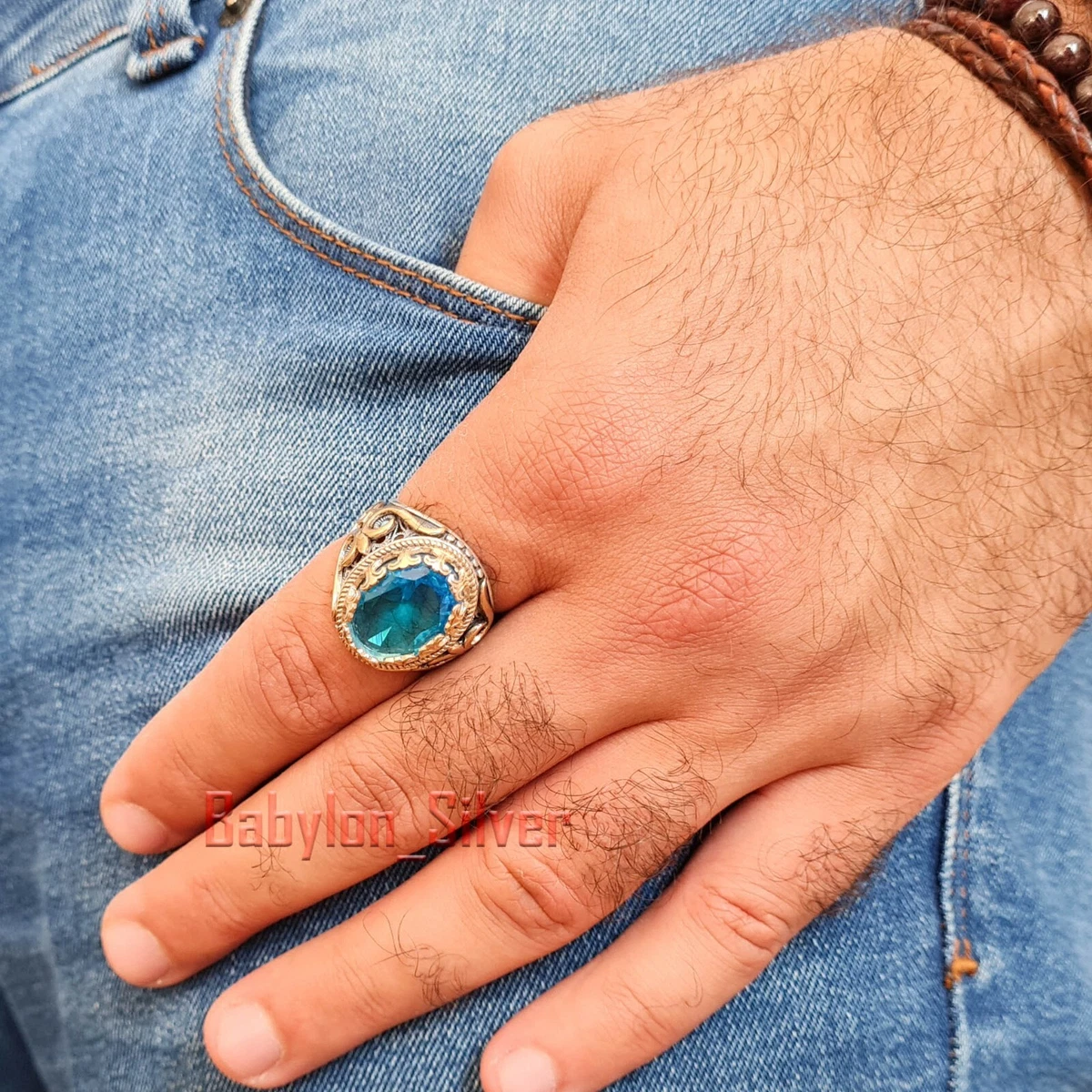 Aquamarine stone for best sale men