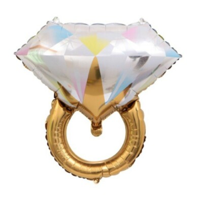 2pk - 24  Gold Diamond Ring Foil Balloon Wedding Proposal Engagement Party Bride
