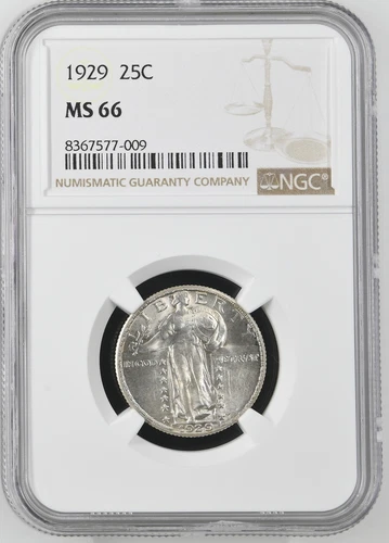 1929 Quarter Dollars Standing Liberty Quarter NGC MS-66